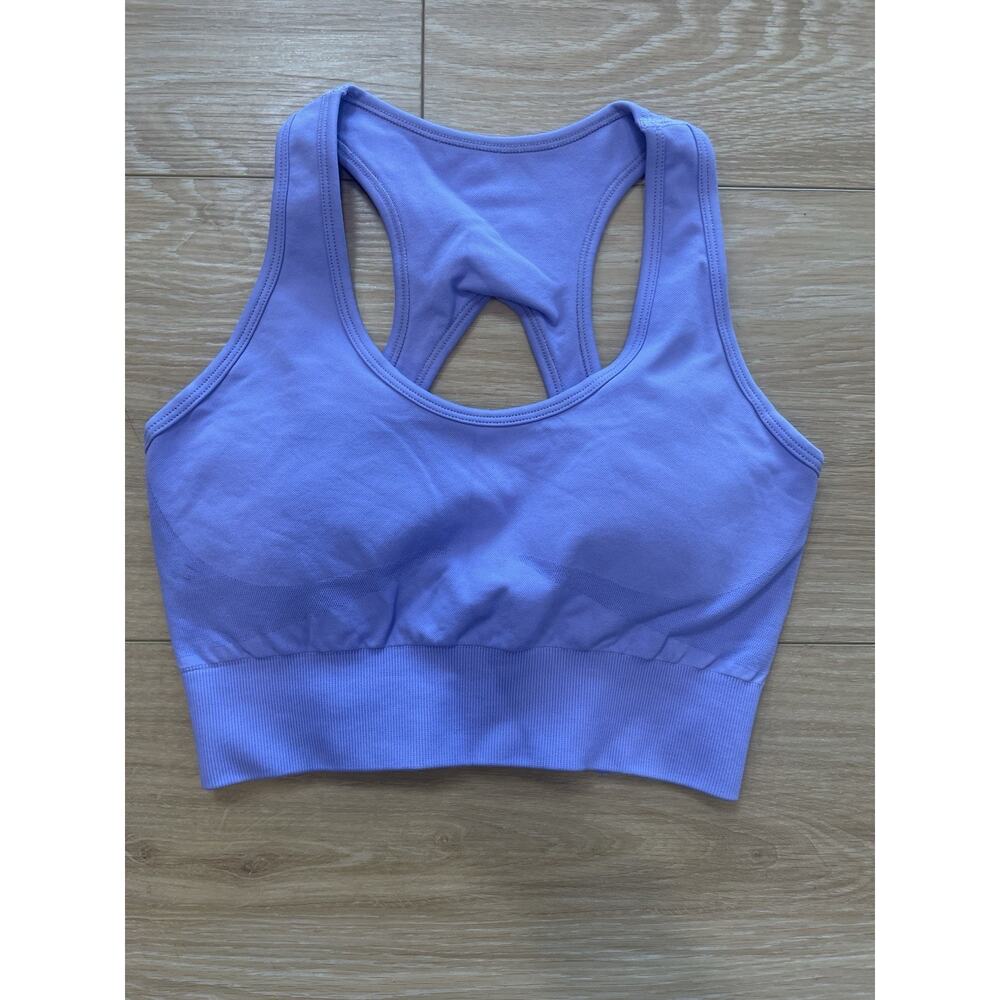 Women’s Small Sports Bra Periwinkle Purple Crisscross Racerback Removable Pads S